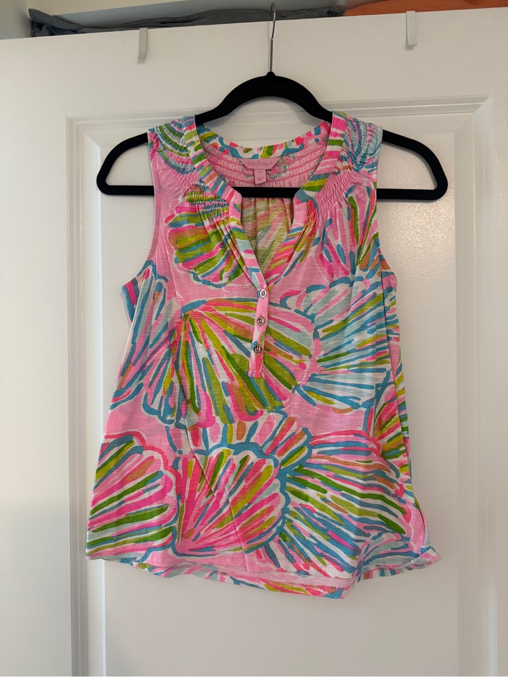 Lilly Pulitzer Pink Multi Shell-Print Sleeveless Tank
